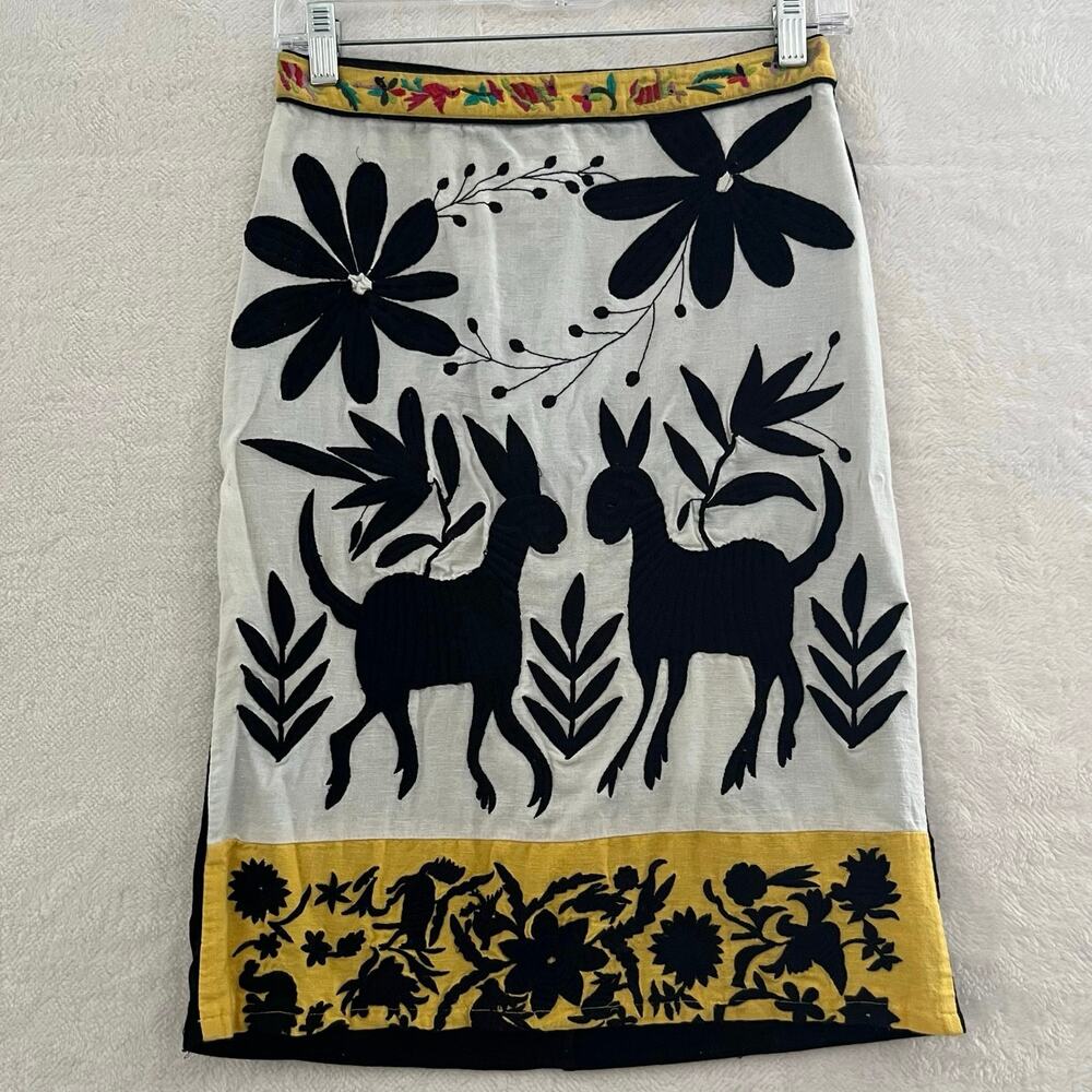 Anthropologie Vanessa Virginia Sonja Embroidered Pencil Skirt Size 4 Artsy